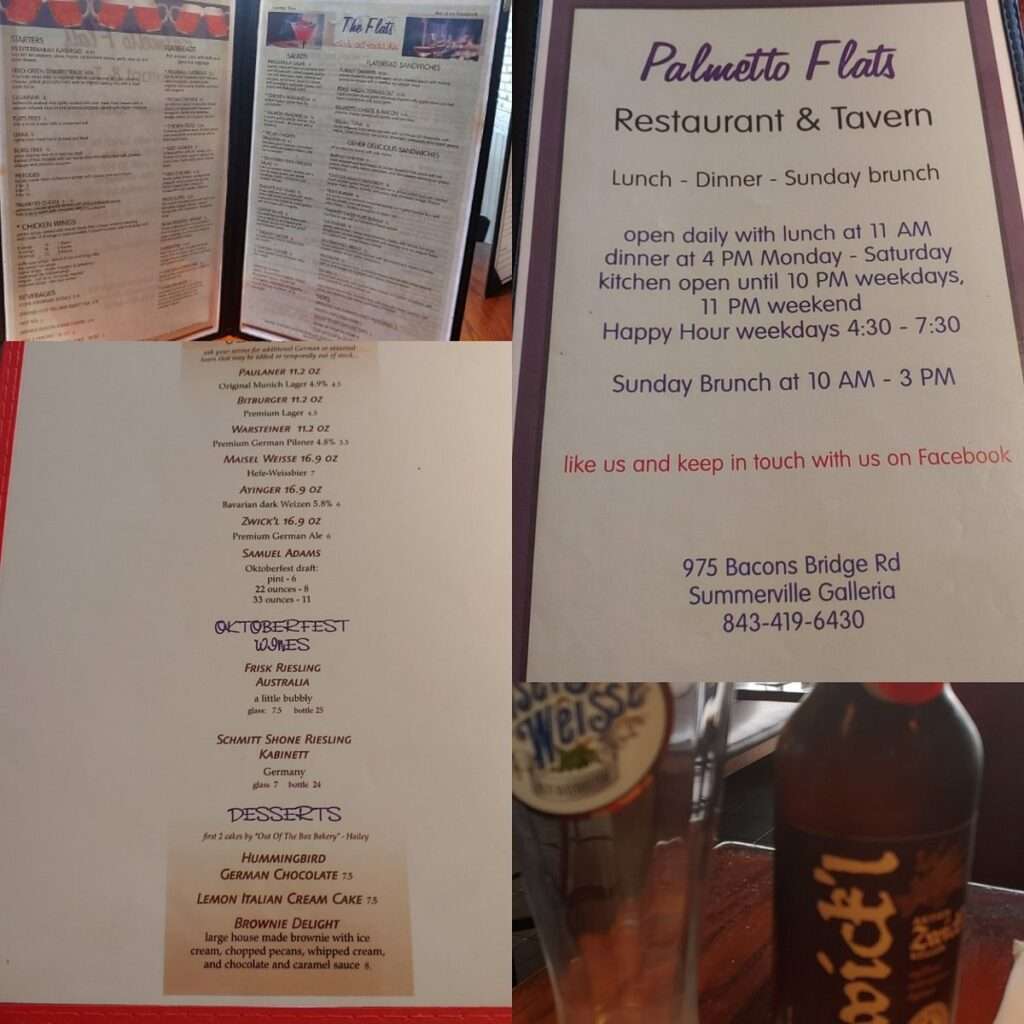 Palmetto Flats Restaurant & Tavern menu 3